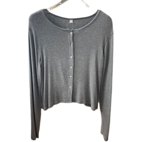 秋季新款灰色圓領長袖針織開衫女美式修身顯瘦短款洋氣小衫外套 秋季新款灰色圓領長袖針織開衫女美式修身顯瘦短款洋氣小衫外套