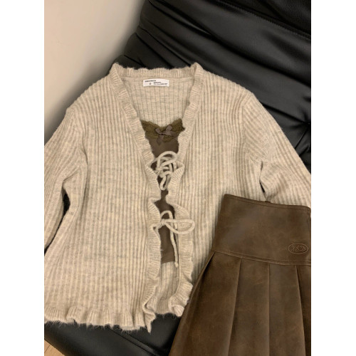 外搭開衫高級感小衆設計感兩件套女2025秋季針織小外套蕾絲邊吊帶 外搭開衫高級感小衆設計感兩件套女2025秋季針織小外套蕾絲邊吊帶