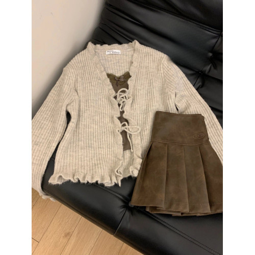 外搭開衫高級感小衆設計感兩件套女2025秋季針織小外套蕾絲邊吊帶 外搭開衫高級感小衆設計感兩件套女2025秋季針織小外套蕾絲邊吊帶