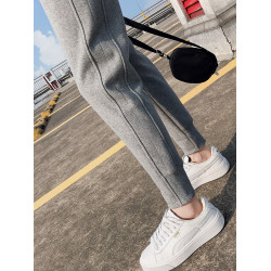 灰色運動褲女秋冬季2025新款外穿休閒運動加厚加絨哈倫小腳衛褲子