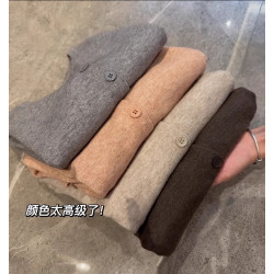 100%不起球軟糯親膚羊毛衫針織開衫韓版V領寬松短款外搭毛衣外套