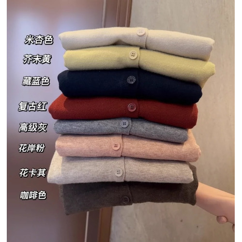 100%不起球軟糯親膚羊毛衫針織開衫韓版V領寬松短款外搭毛衣外套