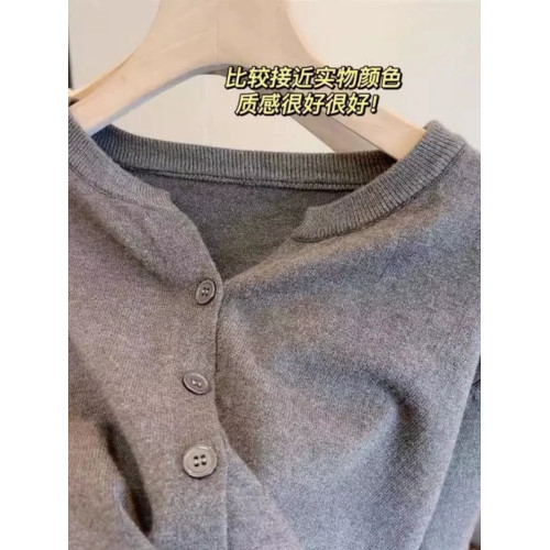 100%不起球軟糯親膚羊毛衫針織開衫韓版V領寬松短款外搭毛衣外套