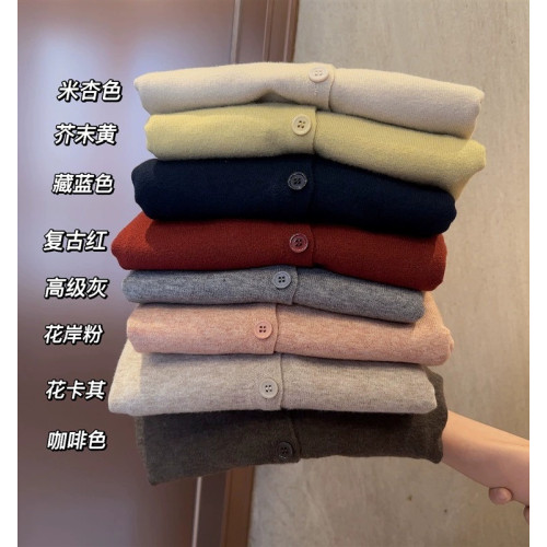 100%不起球軟糯親膚羊毛衫針織開衫韓版V領寬松短款外搭毛衣外套