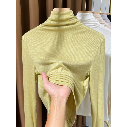 白色高領螺紋針織打底衫女秋冬款長袖薄款緊身洋氣堆堆領內搭小衫 白色高領螺紋針織打底衫女秋冬款長袖薄款緊身洋氣堆堆領內搭小衫