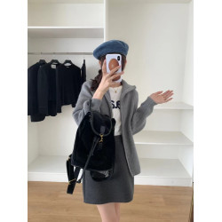 韓國東大門egg雞蛋 檔口店 零售 雙拉鍊翻領外套厚實針織毛衣外穿