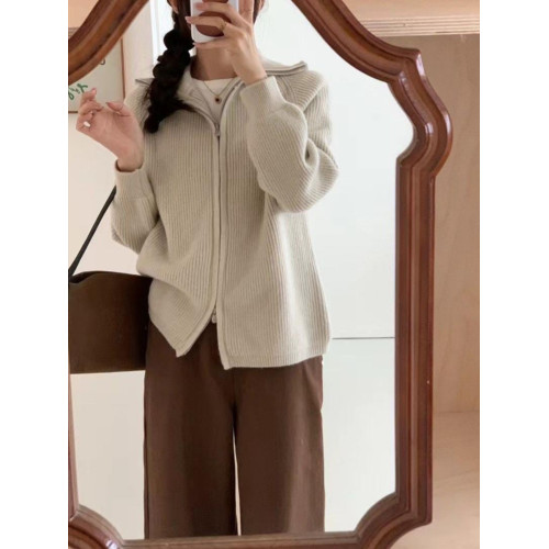 韓國東大門egg雞蛋 檔口店 零售 雙拉鍊翻領外套厚實針織毛衣外穿 韓國東大門egg雞蛋 檔口店 零售 雙拉鍊翻領外套厚實針織毛衣外穿