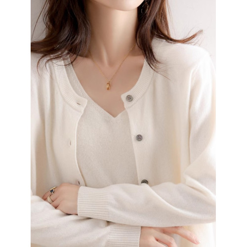 2025秋季開衫外套圓領寬松短款長袖毛衣外搭針織打底羊毛衫黑色女 2025秋季開衫外套圓領寬松短款長袖毛衣外搭針織打底羊毛衫黑色女