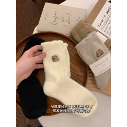 毛絨襪子女款秋冬純棉紗線中筒襪加厚保暖地板襪睡眠月子襪女長襪