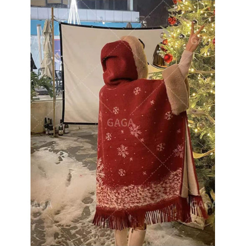 針織披肩鬭篷外套女秋冬季外穿2024新款百搭新年跨年紅色呢子大衣 針織披肩鬭篷外套女秋冬季外穿2024新款百搭新年跨年紅色呢子大衣