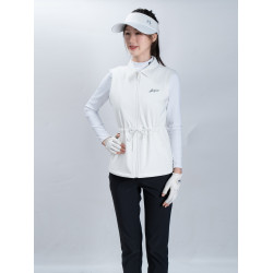 春秋季女裝外套高爾夫女士薄絨馬甲背心上衣彈力運動馬夾白色不透