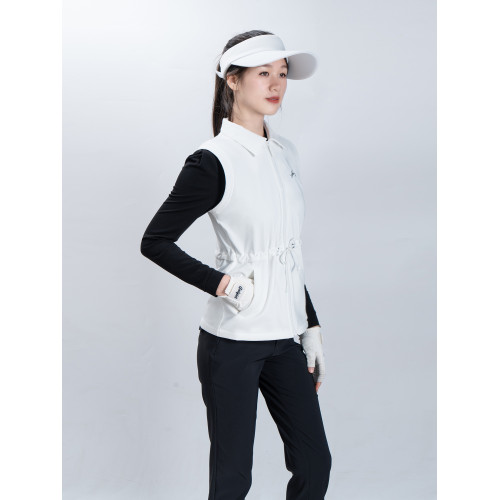 春秋季女裝外套高爾夫女士薄絨馬甲背心上衣彈力運動馬夾白色不透