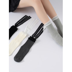 XY0859花色折釦蕾絲綁帶瑜珈襪防滑舞蹈襪百搭健身跳操蝴蝶結襪