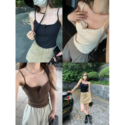 辣妹純欲帶胸墊吊帶背心女2025新款春秋季內搭外套打底上衣夏外穿