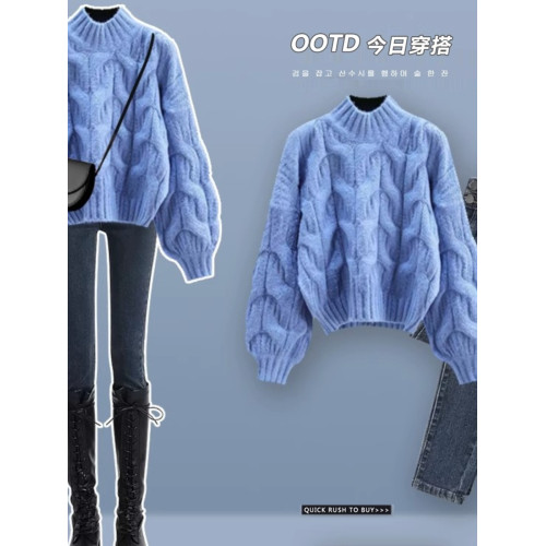 奶fufu慵懶白色麻花毛衣女秋冬溫柔軟糯針織衫純色寬松高級感上衣 奶fufu慵懶白色麻花毛衣女秋冬溫柔軟糯針織衫純色寬松高級感上衣