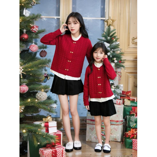 兒童毛衣情侶親子裝聖誕節喜慶紅色套裝全家福拍照衣服秋冬拜年服 兒童毛衣情侶親子裝聖誕節喜慶紅色套裝全家福拍照衣服秋冬拜年服