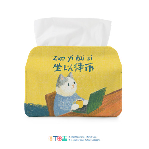 打工貓坐以待幣創意辦公桌面紙巾盒可愛貓咪職場抽紙盒布藝紙巾套 打工貓坐以待幣創意辦公桌面紙巾盒可愛貓咪職場抽紙盒布藝紙巾套