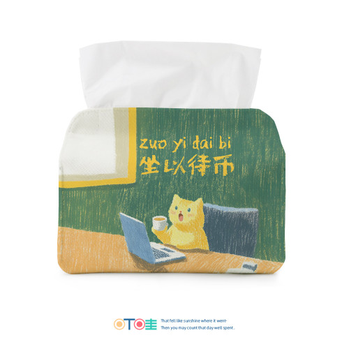 打工貓坐以待幣創意辦公桌面紙巾盒可愛貓咪職場抽紙盒布藝紙巾套 打工貓坐以待幣創意辦公桌面紙巾盒可愛貓咪職場抽紙盒布藝紙巾套