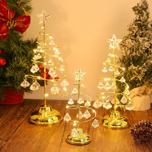 聖誕樹燈聖誕節裝飾品桌面家用鐵藝聖誕樹簡約小夜燈送人禮物螺旋 聖誕樹燈聖誕節裝飾品桌面家用鐵藝聖誕樹簡約小夜燈送人禮物螺旋