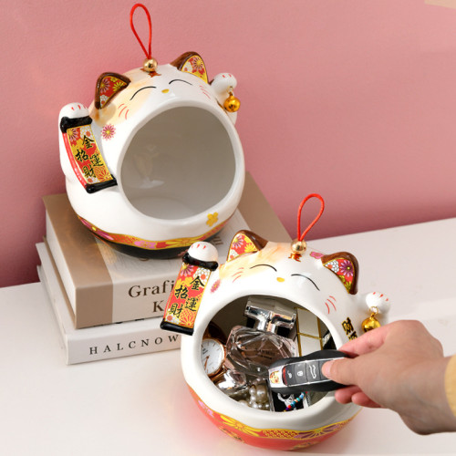 招財貓玄關鑰匙收納擺件家居飾品客廳電視櫃喬遷新居禮品開業禮物 招財貓玄關鑰匙收納擺件家居飾品客廳電視櫃喬遷新居禮品開業禮物