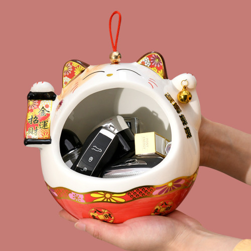 招財貓玄關鑰匙收納擺件家居飾品客廳電視櫃喬遷新居禮品開業禮物 招財貓玄關鑰匙收納擺件家居飾品客廳電視櫃喬遷新居禮品開業禮物