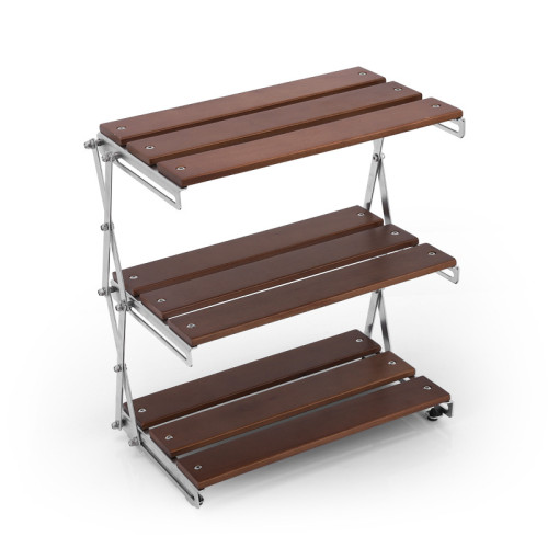 戶外露營三層置物架實木可折曡可攜式野營折曡桌多層多功能收納桌 戶外露營三層置物架實木可折曡可攜式野營折曡桌多層多功能收納桌