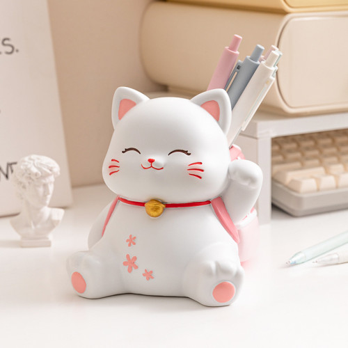 櫻花貓筆筒擺件學生用品辦公桌面裝飾收納筆架兒童禮物樹脂擺件 櫻花貓筆筒擺件學生用品辦公桌面裝飾收納筆架兒童禮物樹脂擺件