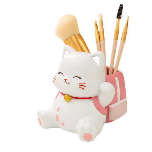 櫻花貓筆筒擺件學生用品辦公桌面裝飾收納筆架兒童禮物樹脂擺件 櫻花貓筆筒擺件學生用品辦公桌面裝飾收納筆架兒童禮物樹脂擺件