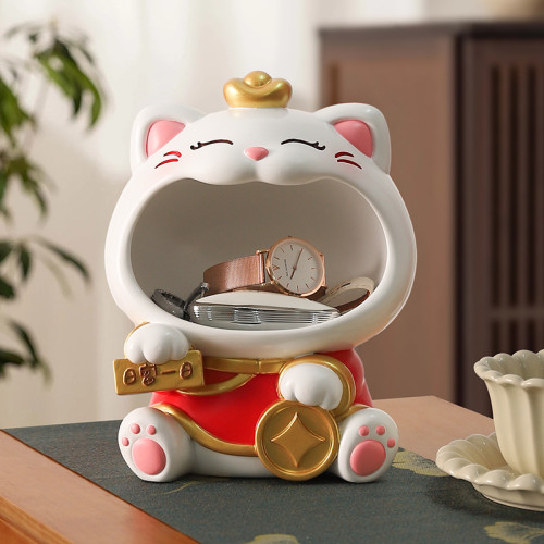 國潮大嘴招財貓玄關鑰匙收納擺件喬遷新居客廳裝飾喜慶花藝禮物 國潮大嘴招財貓玄關鑰匙收納擺件喬遷新居客廳裝飾喜慶花藝禮物