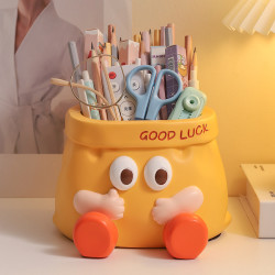 可愛卡通紙袋收納擺件大容量筆筒辦公室工位桌面裝飾創意生日禮物