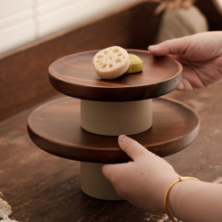 相思木蛋糕托盤客廳家用點心盤陶土高腳果盤糕點糖果