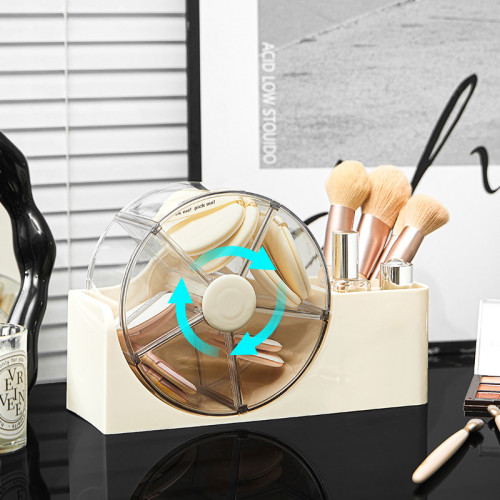 新款化妝品收納盒梳妝台護膚品置物架帶旋轉整理盒桌面防塵化妝箱 新款化妝品收納盒梳妝台護膚品置物架帶旋轉整理盒桌面防塵化妝箱