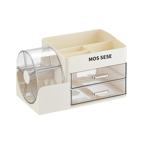 新款化妝品收納盒梳妝台護膚品置物架帶旋轉整理盒桌面防塵化妝箱 新款化妝品收納盒梳妝台護膚品置物架帶旋轉整理盒桌面防塵化妝箱