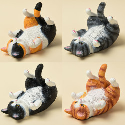 樹脂可愛超萌仿真小貓咪虎斑橘貓桌面手機支架玩具擺件創意