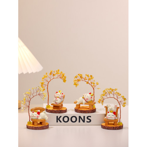 招財貓水晶樹桌面小擺件辦公室治瘉系解壓工位好物情緒穩定好物 招財貓水晶樹桌面小擺件辦公室治瘉系解壓工位好物情緒穩定好物