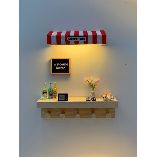 創意進門玄關掛鉤入戶鑰匙掛鉤實木壁掛式收納架現代簡約擺件裝飾