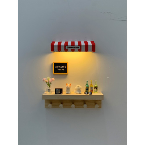 創意進門玄關掛鉤入戶鑰匙掛鉤實木壁掛式收納架現代簡約擺件裝飾