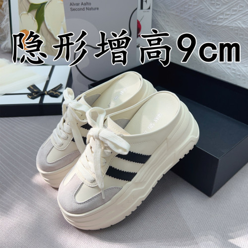 小個子內增高包頭半拖鞋女厚底休閒德訓鞋無後跟銀色穆勒鞋ins潮 小個子內增高包頭半拖鞋女厚底休閒德訓鞋無後跟銀色穆勒鞋ins潮