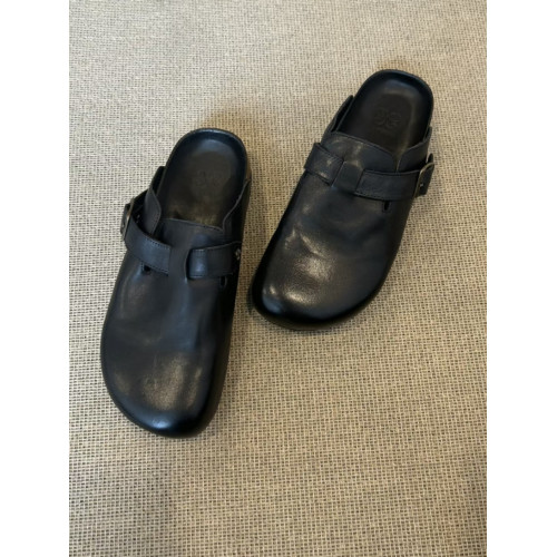 男女同款黑色包頭半拖勃肯鞋女夏季外穿2025新款真皮厚底復古拖鞋 男女同款黑色包頭半拖勃肯鞋女夏季外穿2025新款真皮厚底復古拖鞋