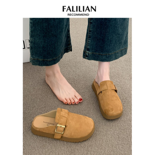 厚底勃肯鞋女鞋子2025新款秋冬外穿一腳蹬懶人棉拖博肯包頭半拖鞋 厚底勃肯鞋女鞋子2025新款秋冬外穿一腳蹬懶人棉拖博肯包頭半拖鞋