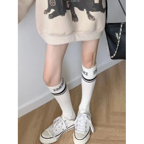 字母條紋小腿襪JK春秋季純棉襪子日系學院風中筒襪瘦腿長襪壓力襪 字母條紋小腿襪JK春秋季純棉襪子日系學院風中筒襪瘦腿長襪壓力襪