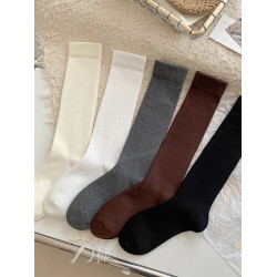 咖啡色小腿襪壓力襪顯瘦高筒及膝襪棉襪襪子女長筒襪秋冬款純色棉