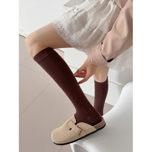 咖啡色小腿襪壓力襪顯瘦高筒及膝襪棉襪襪子女長筒襪秋冬款純色棉 咖啡色小腿襪壓力襪顯瘦高筒及膝襪棉襪襪子女長筒襪秋冬款純色棉