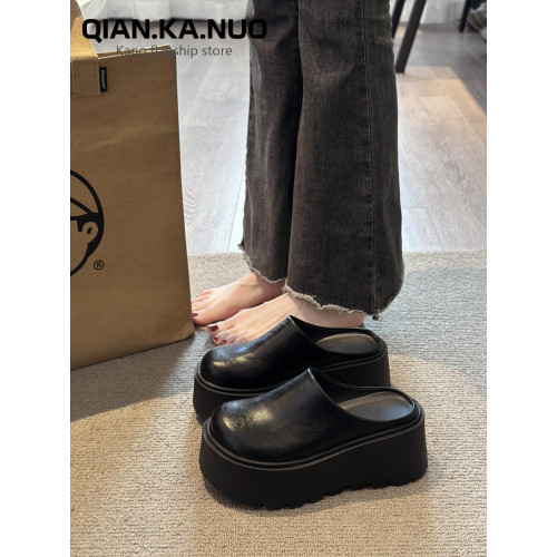 包頭半拖鞋女外穿2025春季新款厚底懶人穆勒鞋增高矮個子勃肯單鞋 包頭半拖鞋女外穿2025春季新款厚底懶人穆勒鞋增高矮個子勃肯單鞋