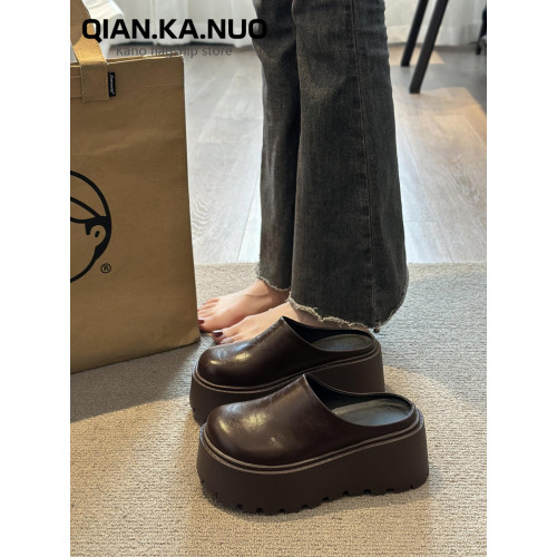 包頭半拖鞋女外穿2025春季新款厚底懶人穆勒鞋增高矮個子勃肯單鞋 包頭半拖鞋女外穿2025春季新款厚底懶人穆勒鞋增高矮個子勃肯單鞋