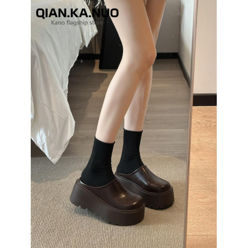 包頭半拖鞋女外穿2025春季新款厚底懶人穆勒鞋增高矮個子勃肯單鞋 包頭半拖鞋女外穿2025春季新款厚底懶人穆勒鞋增高矮個子勃肯單鞋