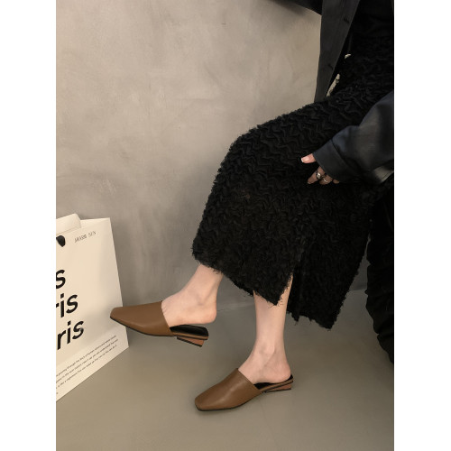 2024新款方頭軟皮單鞋涼拖鞋女夏季外穿涼鞋懶人穆勒包頭半拖鞋子 2024新款方頭軟皮單鞋涼拖鞋女夏季外穿涼鞋懶人穆勒包頭半拖鞋子