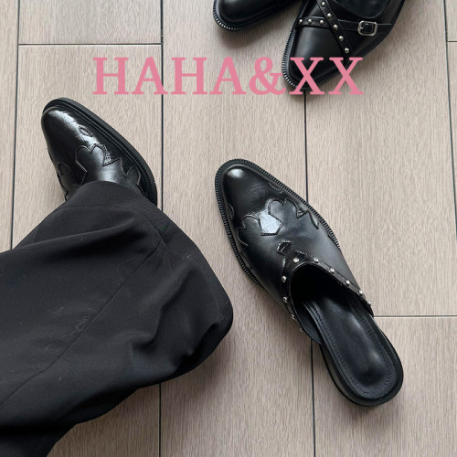 羊皮版~2025新款法式尖頭火焰拖鞋涼鞋外穿半拖鞋一腳蹬穆勒拖鞋 羊皮版~2025新款法式尖頭火焰拖鞋涼鞋外穿半拖鞋一腳蹬穆勒拖鞋