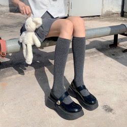 夜間教習室jk襪子女秋款日系灰色中筒小腿襪學院風長筒顯瘦壓力襪