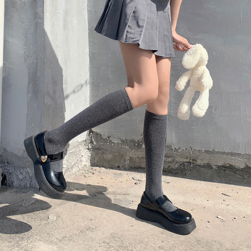 夜間教習室jk襪子女秋款日系灰色中筒小腿襪學院風長筒顯瘦壓力襪 夜間教習室jk襪子女秋款日系灰色中筒小腿襪學院風長筒顯瘦壓力襪